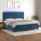 vidaXL Cama box spring colchón y LED terciopelo azul oscuro 200x200 cm vidaXL Cama box spring colchón y LED terciopelo azul oscuro 200x200 cm