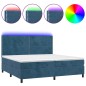vidaXL Cama box spring colchón y LED terciopelo azul oscuro 200x200 cm vidaXL Cama box spring colchón y LED terciopelo azul oscuro 200x200 cm