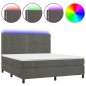 vidaXL Cama box spring colchón y LED terciopelo gris oscuro 160x200 cm vidaXL Cama box spring colchón y LED terciopelo gris oscuro 160x200 cm