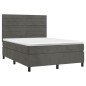 vidaXL Cama box spring colchón y LED terciopelo gris oscuro 140x190 cm vidaXL Cama box spring colchón y LED terciopelo gris oscuro 140x190 cm