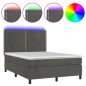 vidaXL Cama box spring colchón y LED terciopelo gris oscuro 140x200 cm vidaXL Cama box spring colchón y LED terciopelo gris oscuro 140x200 cm
