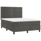 vidaXL Cama box spring colchón y LED terciopelo gris oscuro 140x200 cm vidaXL Cama box spring colchón y LED terciopelo gris oscuro 140x200 cm