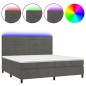 vidaXL Cama box spring colchón y LED terciopelo gris oscuro 200x200 cm vidaXL Cama box spring colchón y LED terciopelo gris oscuro 200x200 cm