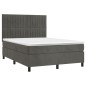 vidaXL Cama box spring colchón y LED terciopelo gris oscuro 140x200 cm vidaXL Cama box spring colchón y LED terciopelo gris oscuro 140x200 cm