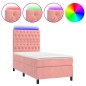 vidaXL Cama box spring colchón y LED terciopelo rosa 100x200 cm vidaXL Cama box spring colchón y LED terciopelo rosa 100x200 cm