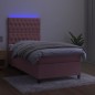 vidaXL Cama box spring colchón y LED terciopelo rosa 100x200 cm vidaXL Cama box spring colchón y LED terciopelo rosa 100x200 cm