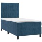 vidaXL Cama box spring colchón y LED terciopelo azul oscuro 100x200 cm vidaXL Cama box spring colchón y LED terciopelo azul oscuro 100x200 cm