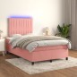 vidaXL Cama box spring colchón y LED terciopelo rosa 120x200 cm vidaXL Cama box spring colchón y LED terciopelo rosa 120x200 cm