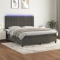 vidaXL Cama box spring colchón y LED terciopelo gris oscuro 160x200 cm vidaXL Cama box spring colchón y LED terciopelo gris oscuro 160x200 cm