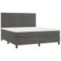 vidaXL Cama box spring colchón y LED terciopelo gris oscuro 160x200 cm vidaXL Cama box spring colchón y LED terciopelo gris oscuro 160x200 cm