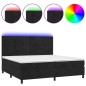vidaXL Cama box spring colchón y LED terciopelo negro 200x200 cm vidaXL Cama box spring colchón y LED terciopelo negro 200x200 cm