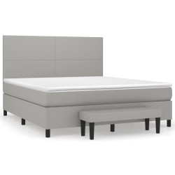 vidaXL Cama box spring con colchón tela gris claro 160x200 cm