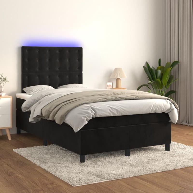 vidaXL Cama box spring colchón y LED terciopelo negro 120x200 cm vidaXL Cama box spring colchón y LED terciopelo negro 120x200 cm