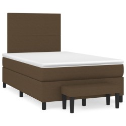 vidaXL Cama box spring con colchón tela marrón oscuro 120x200 cm