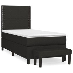 vidaXL Cama box spring con colchón tela negro 90x200 cm