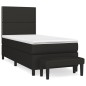 vidaXL Cama box spring con colchón tela negro 90x200 cm vidaXL Cama box spring con colchón tela negro 90x200 cm