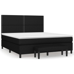 vidaXL Cama box spring con colchón tela negro 180x200 cm