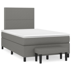vidaXL Cama box spring con colchón tela gris oscuro 120x200 cm
