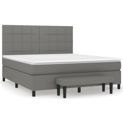 vidaXL Cama box spring con colchón tela gris oscuro 160x200 cm