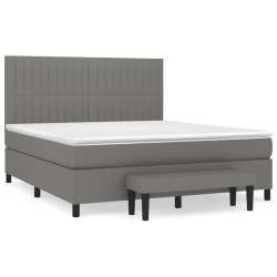 vidaXL Cama box spring con colchón tela gris oscuro 180x200 cm