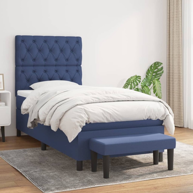 vidaXL Cama box spring con colchón tela azul 80x200 cm vidaXL Cama box spring con colchón tela azul 80x200 cm