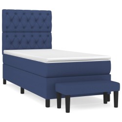 vidaXL Cama box spring con colchón tela azul 80x200 cm
