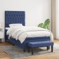 vidaXL Cama box spring con colchón tela azul 90x200 cm vidaXL Cama box spring con colchón tela azul 90x200 cm
