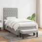 vidaXL Cama box spring con colchón tela gris claro 100x200 cm vidaXL Cama box spring con colchón tela gris claro 100x200 cm