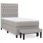 vidaXL Cama box spring con colchón tela gris claro 100x200 cm vidaXL Cama box spring con colchón tela gris claro 100x200 cm