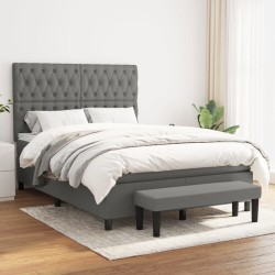 vidaXL Cama box spring con colchón tela gris oscuro 140x190 cm