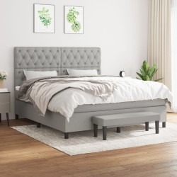 vidaXL Cama box spring con colchón tela gris claro 160x200 cm