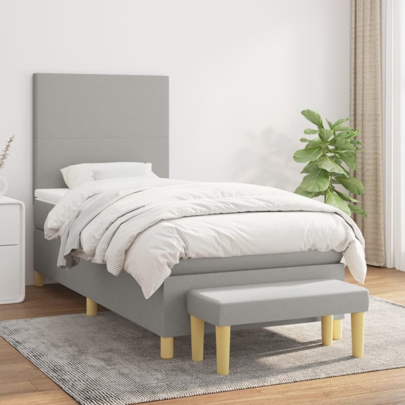 vidaXL Cama box spring con colchón tela gris claro 80x200 cm vidaXL Cama box spring con colchón tela gris claro 80x200 cm