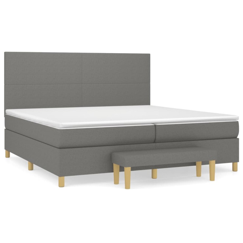 vidaXL Cama box spring con colchón tela gris oscuro 200x200 cm vidaXL Cama box spring con colchón tela gris oscuro 200x200 cm