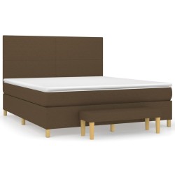 vidaXL Cama box spring con colchón tela marrón oscuro 160x200 cm