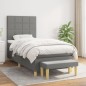 vidaXL Cama box spring con colchón tela gris oscuro 80x200 cm