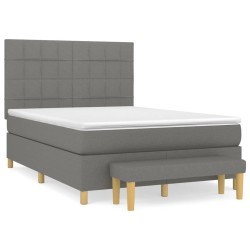 vidaXL Cama box spring con colchón tela gris oscuro 140x190 cm