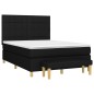 vidaXL Cama box spring con colchón tela negro 140x200 cm