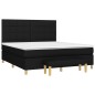 vidaXL Cama box spring con colchón tela negro 160x200 cm