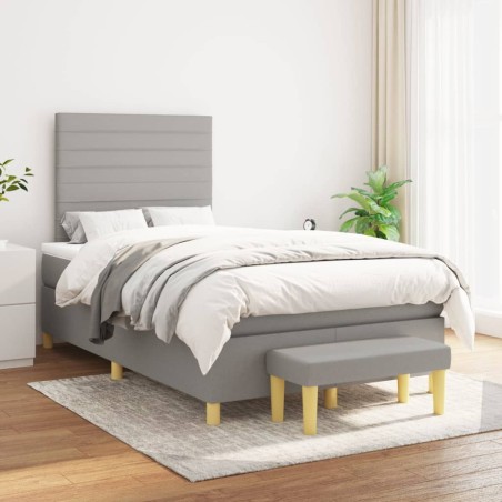 vidaXL Cama box spring con colchón tela gris claro 120x200 cm