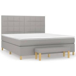 vidaXL Cama box spring con colchón tela gris claro 180x200 cm