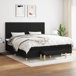 vidaXL Cama box spring con colchón tela negro 200x200 cm