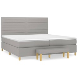 vidaXL Cama box spring con colchón tela gris claro 200x200 cm