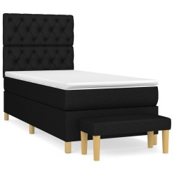 vidaXL Cama box spring con colchón tela negro 80x200 cm