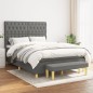vidaXL Cama box spring con colchón tela gris oscuro 140x200 cm vidaXL Cama box spring con colchón tela gris oscuro 140x200 cm