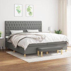 vidaXL Cama box spring con colchón tela gris oscuro 200x200 cm
