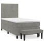 vidaXL Cama box spring con colchón terciopelo gris claro 100x200 cm