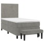 vidaXL Cama box spring con colchón terciopelo gris claro 100x200 cm