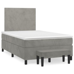 vidaXL Cama box spring con colchón terciopelo gris claro 120x200 cm