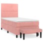 vidaXL Cama box spring con colchón terciopelo rosa 90x200 cm vidaXL Cama box spring con colchón terciopelo rosa 90x200 cm