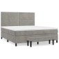 vidaXL Cama box spring con colchón terciopelo gris claro 160x200 cm vidaXL Cama box spring con colchón terciopelo gris claro 160x200 cm